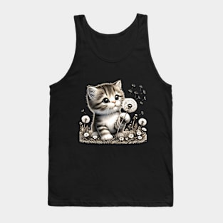 Adorable Kitten & Dandelions - Whimsical Nature Tee Tank Top